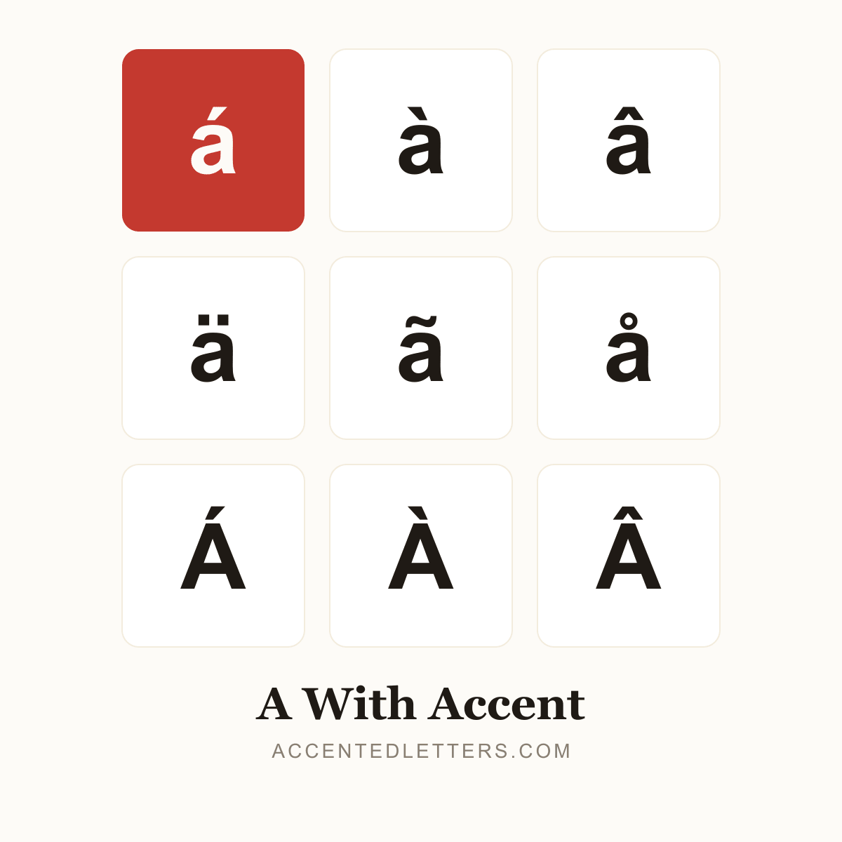 A with accent poster — á à â Á À (accentedletters.com)