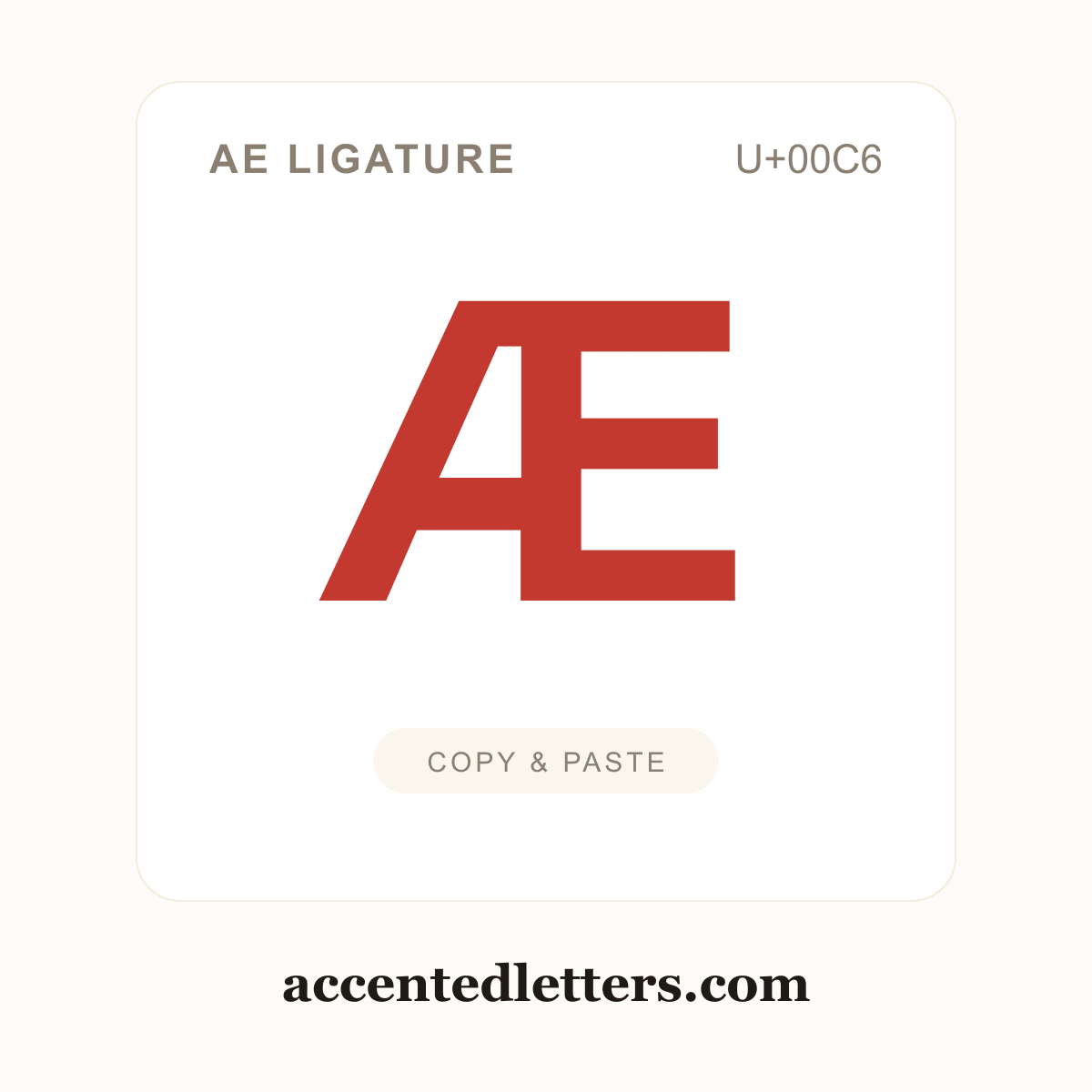 Æ AE ligature (U+00C6) — copy and paste (accentedletters.com)