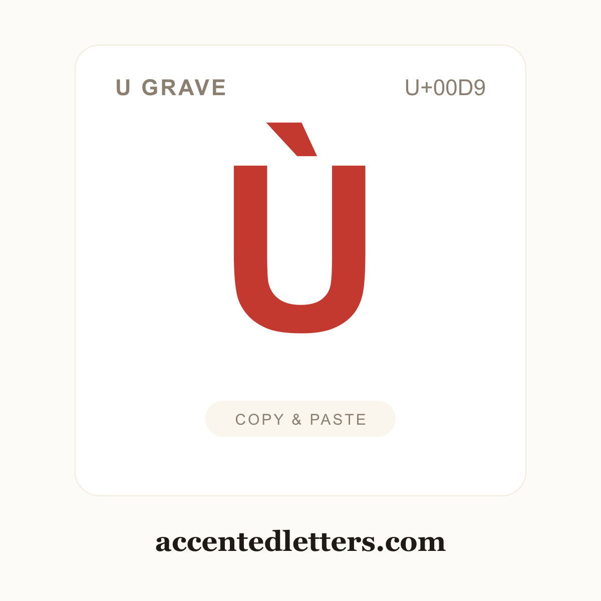 Ù U grave (U+00D9) — copy and paste (accentedletters.com)