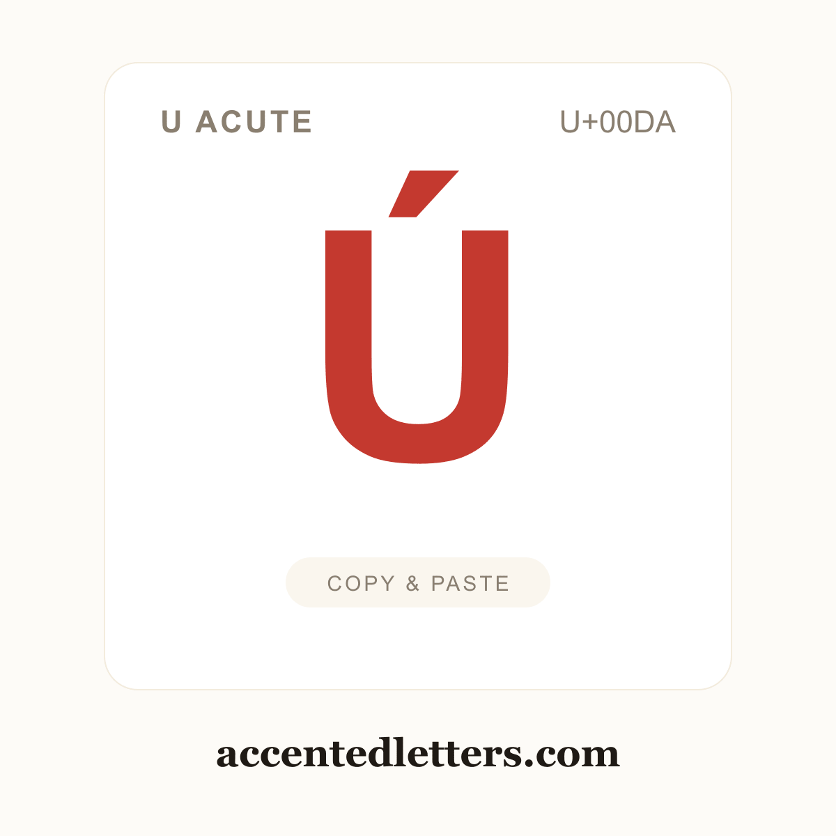Ú U acute (U+00DA) — copy and paste (accentedletters.com)