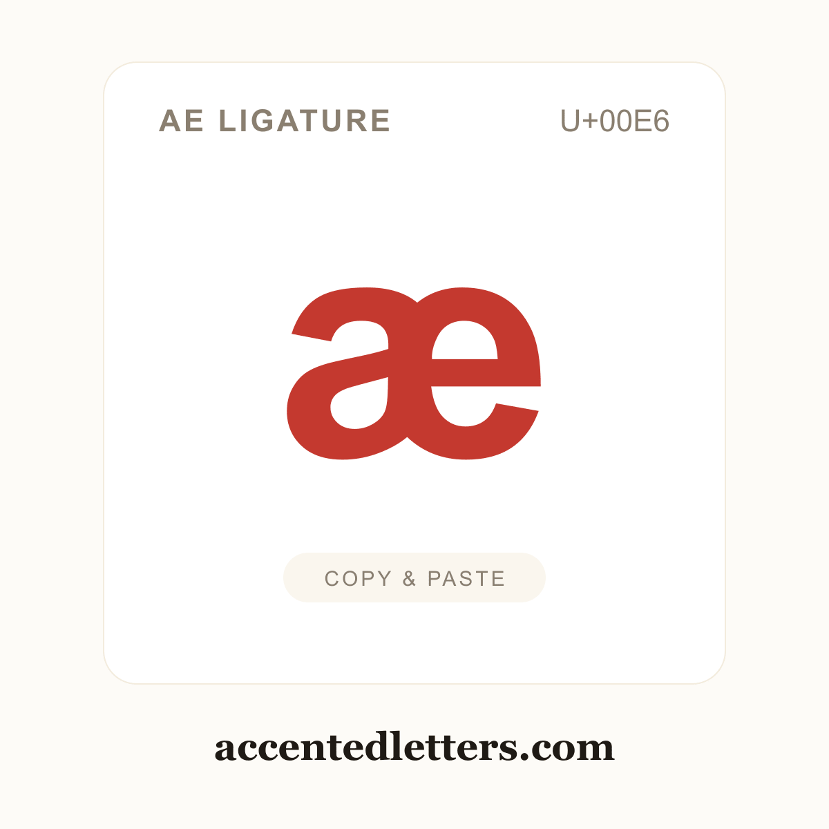 æ ae ligature (U+00E6) — copy and paste (accentedletters.com)