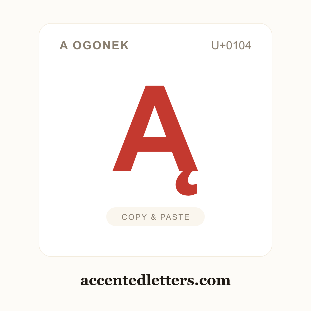 Ą A ogonek (U+0104) — copy and paste (accentedletters.com)