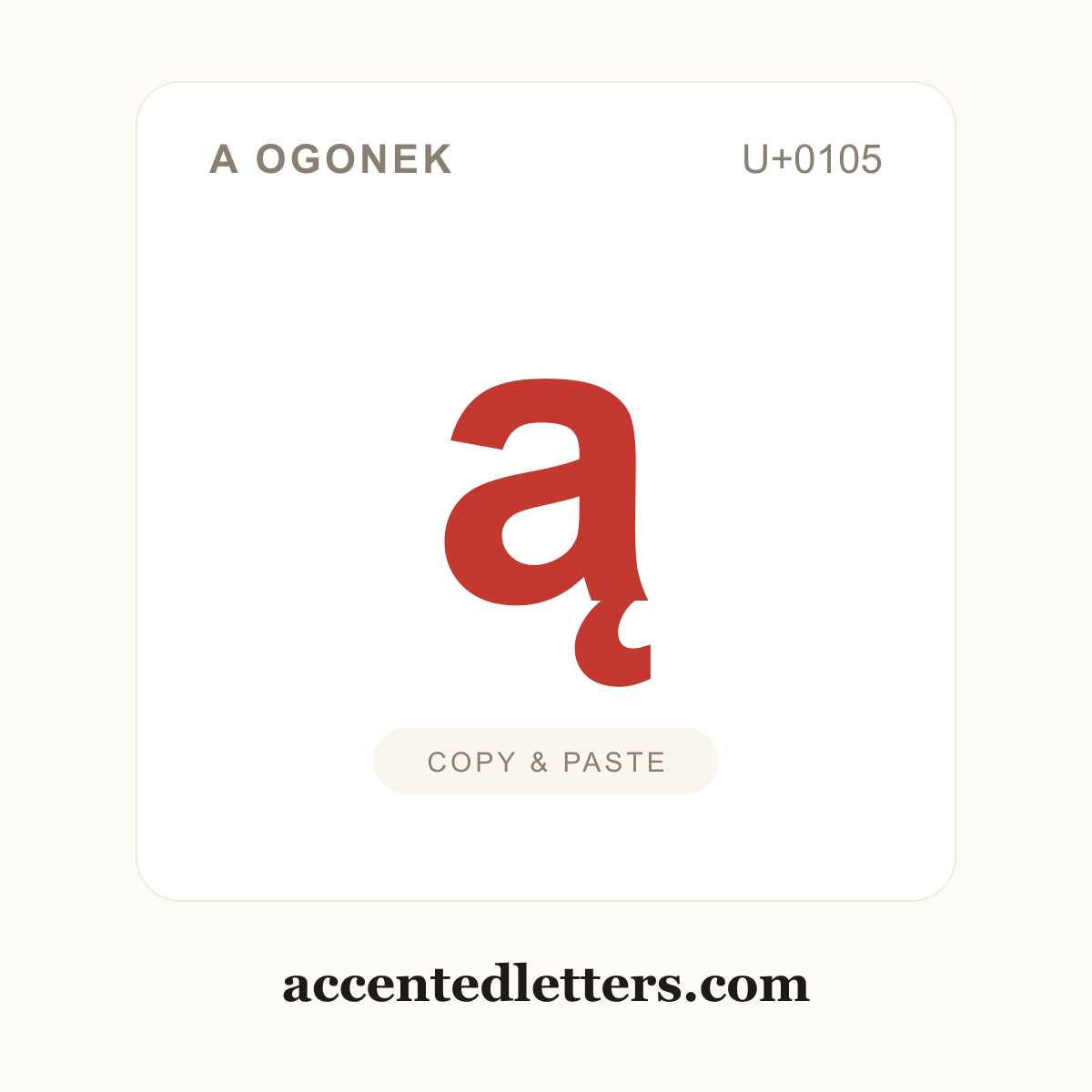 ą a ogonek (U+0105) — copy and paste (accentedletters.com)