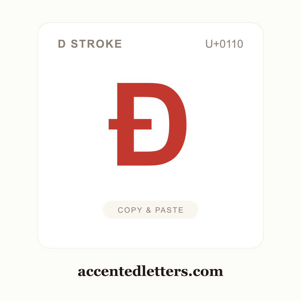Đ D stroke (U+0110) — copy and paste (accentedletters.com)