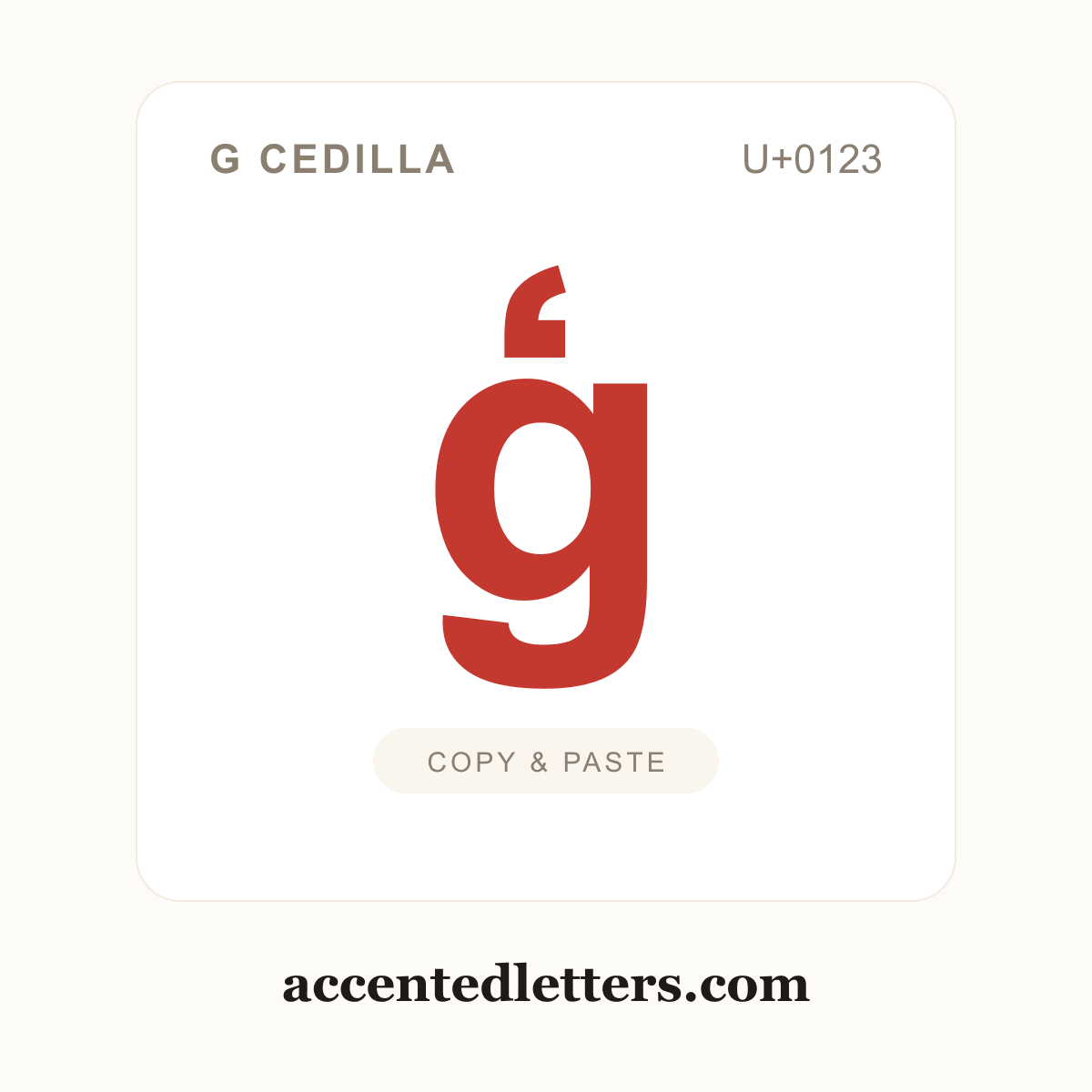 ģ g cedilla (U+0123) — copy and paste (accentedletters.com)