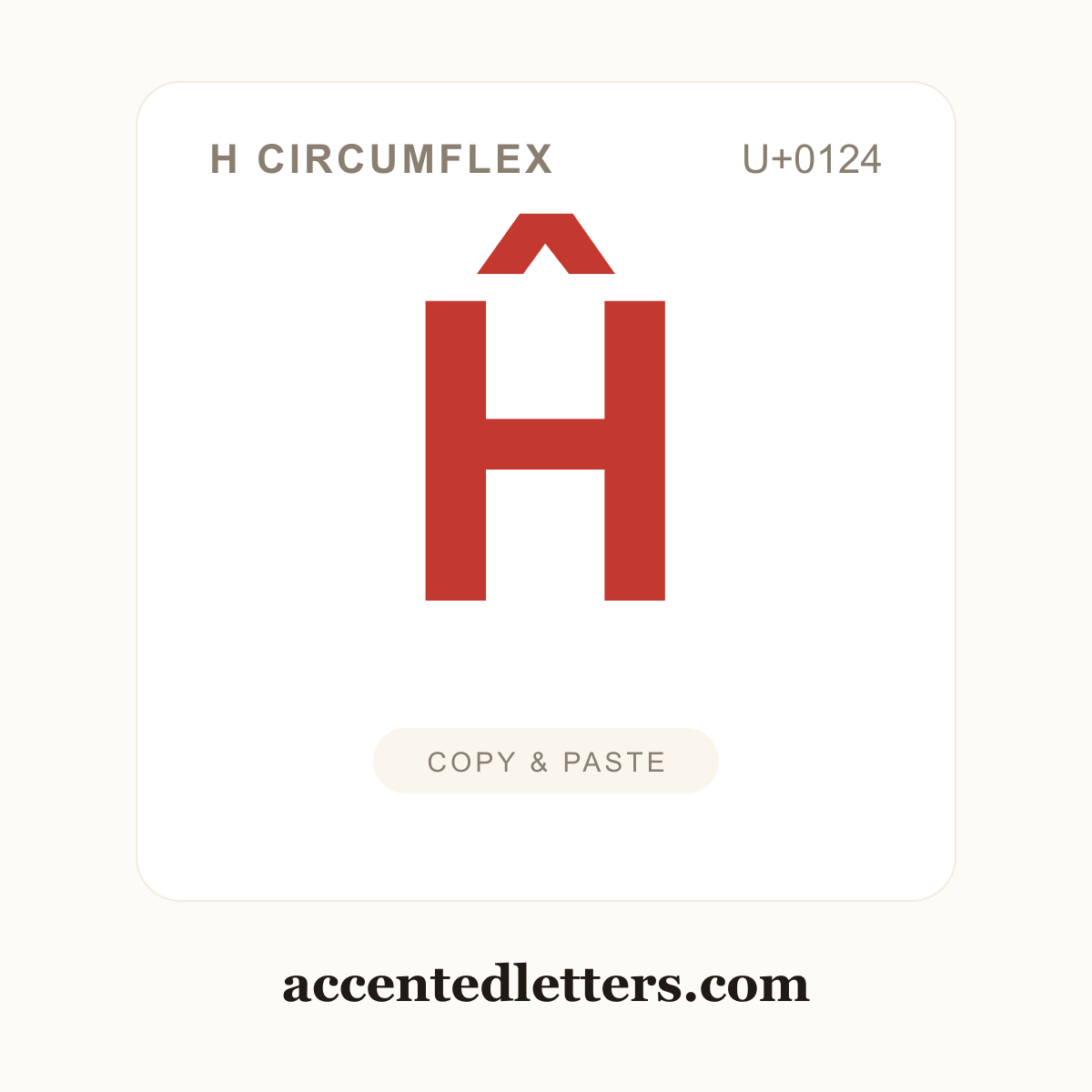 Ĥ H circumflex (U+0124) — copy and paste (accentedletters.com)