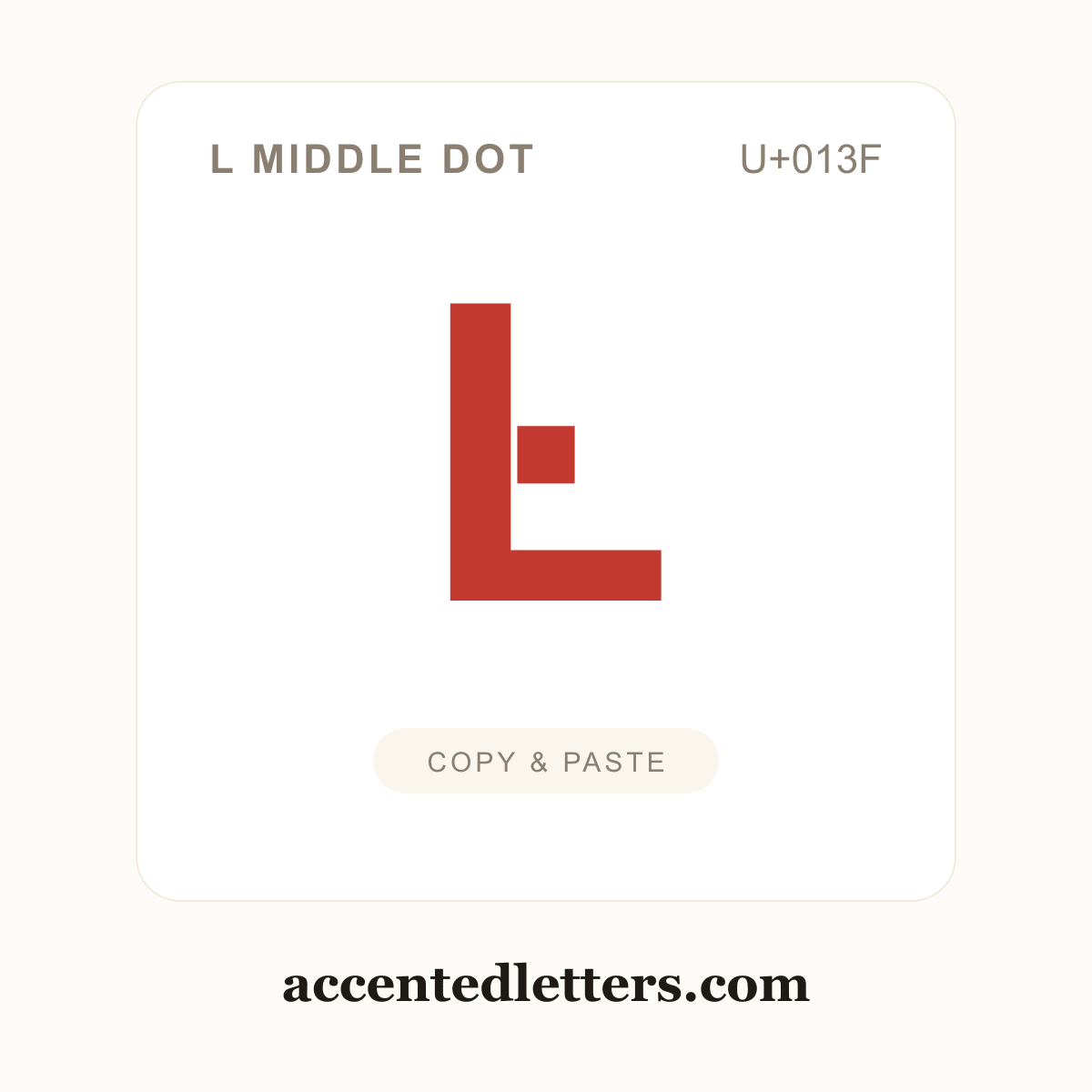 Ŀ L middle dot (U+013F) — copy and paste (accentedletters.com)