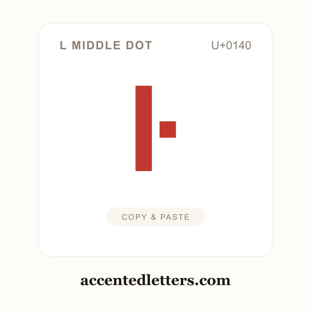 ŀ l middle dot (U+0140) — copy and paste (accentedletters.com)