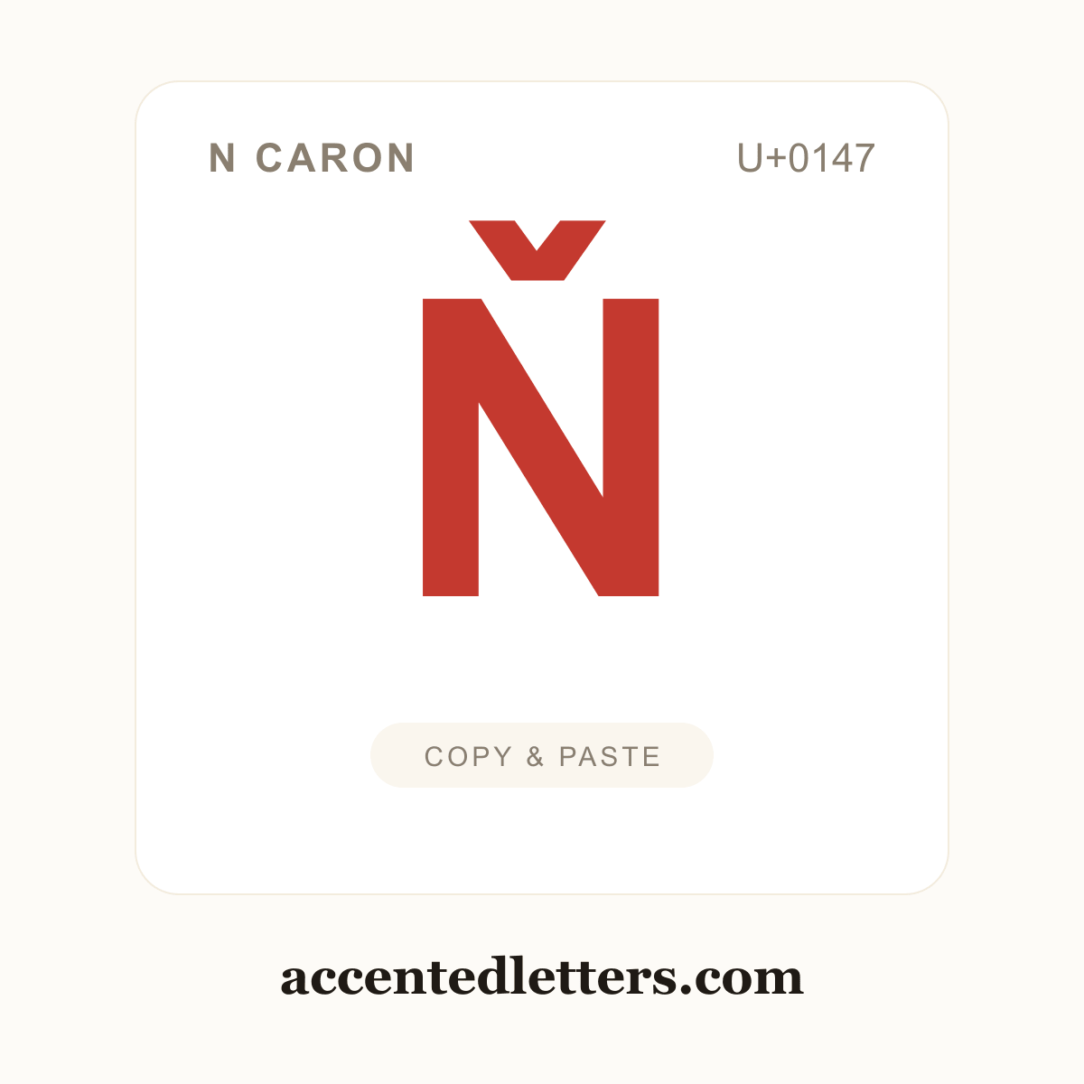 Ň N caron (U+0147) — copy and paste (accentedletters.com)