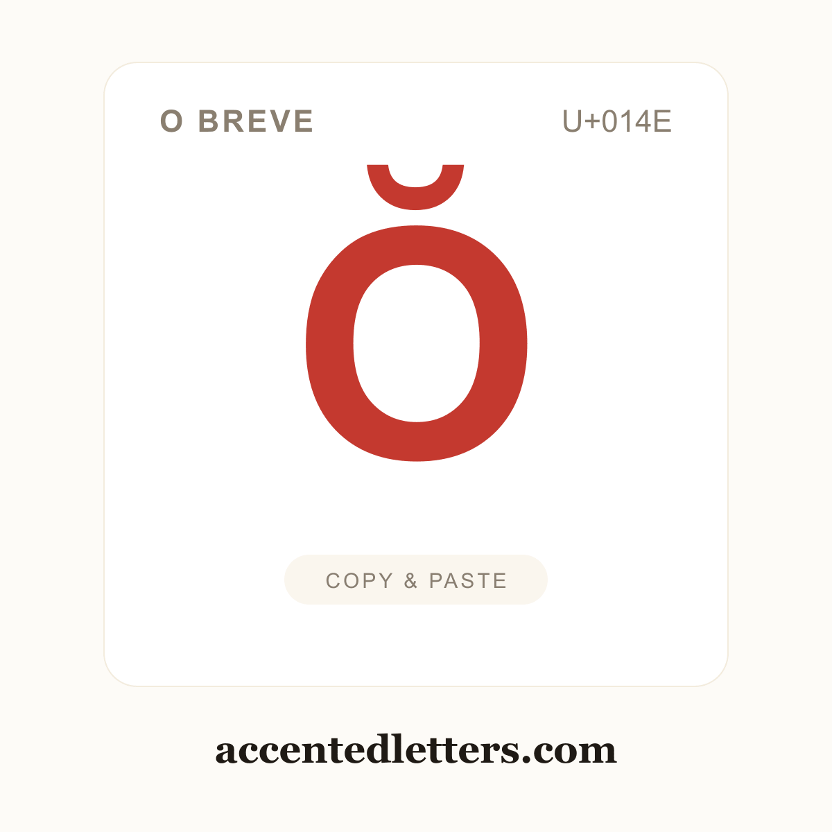 Ŏ O breve (U+014E) — copy and paste (accentedletters.com)