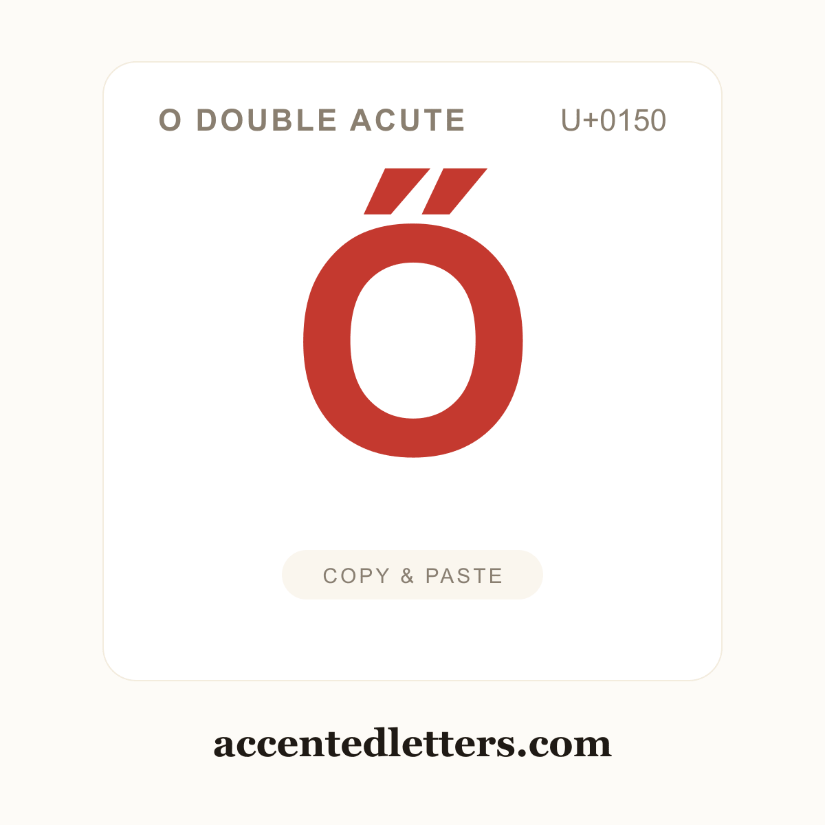 Ő O double acute (U+0150) — copy and paste (accentedletters.com)