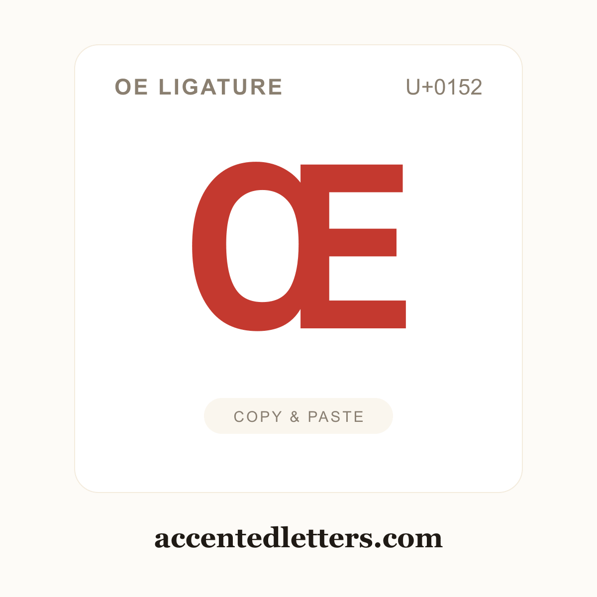 Œ OE ligature (U+0152) — copy and paste (accentedletters.com)