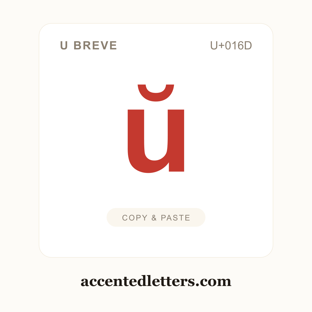 ŭ u breve (U+016D) — copy and paste (accentedletters.com)