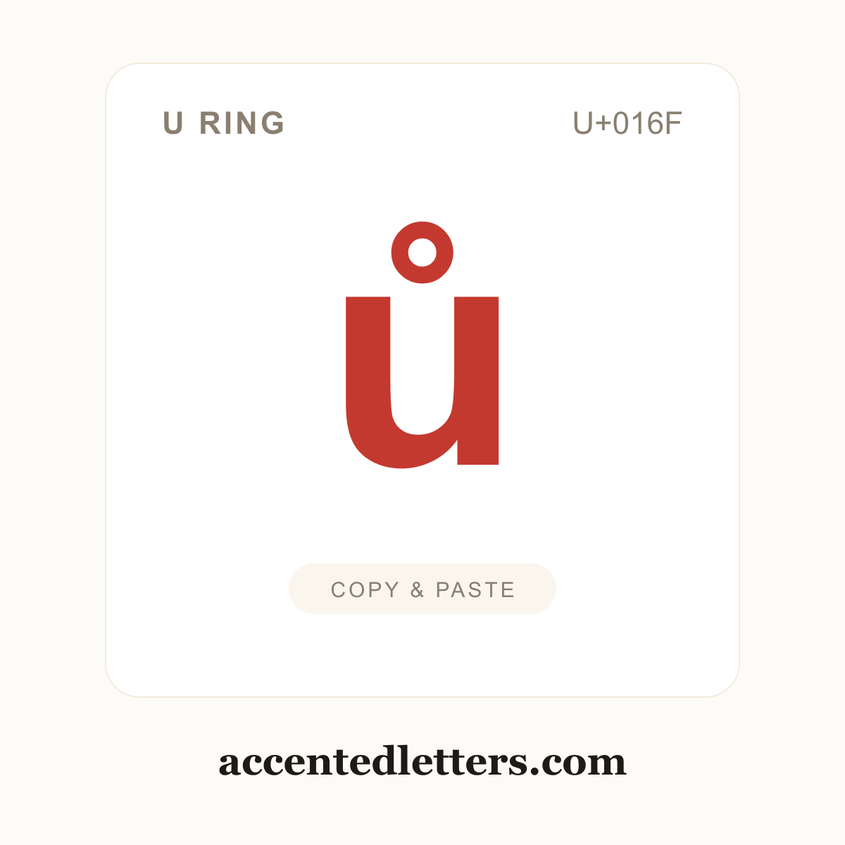 ů u ring (U+016F) — copy and paste (accentedletters.com)