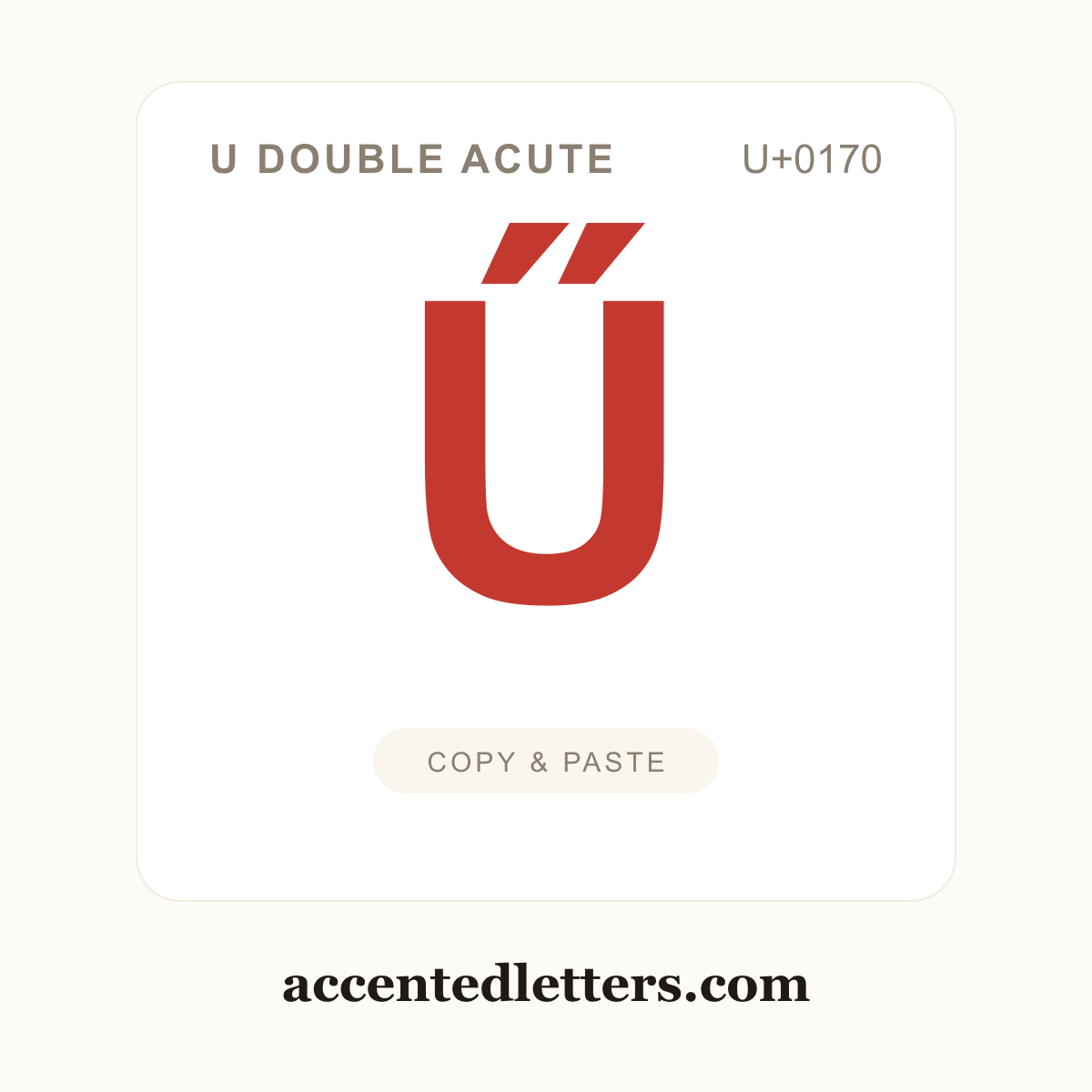 Ű U double acute (U+0170) — copy and paste (accentedletters.com)
