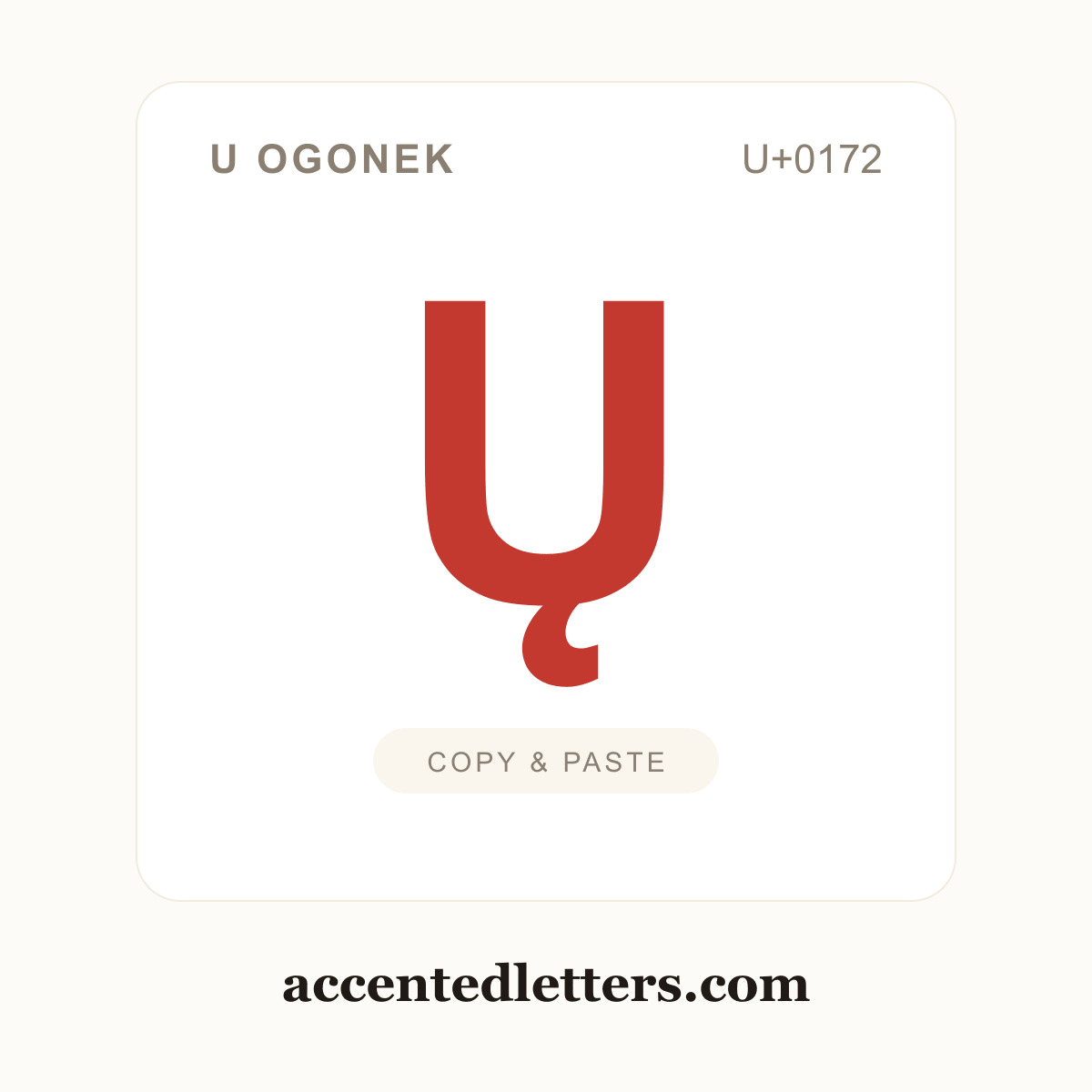 Ų U ogonek (U+0172) — copy and paste (accentedletters.com)