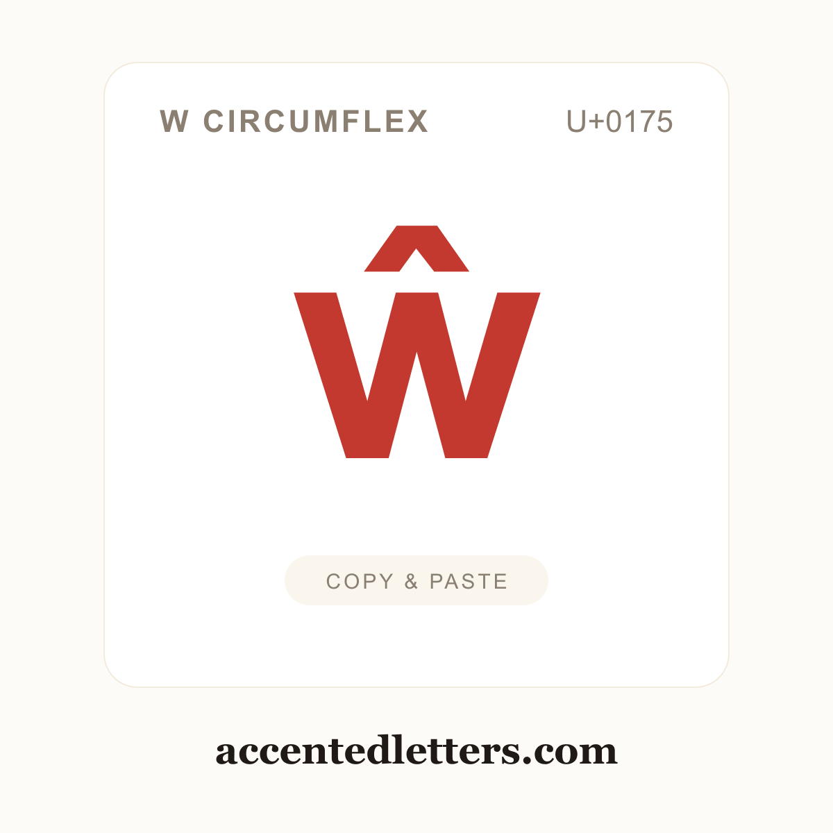 ŵ w circumflex (U+0175) — copy and paste (accentedletters.com)