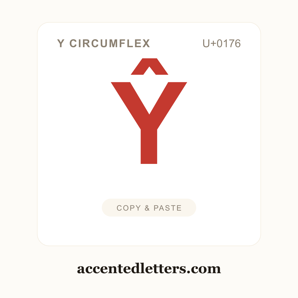 Ŷ Y circumflex (U+0176) — copy and paste (accentedletters.com)