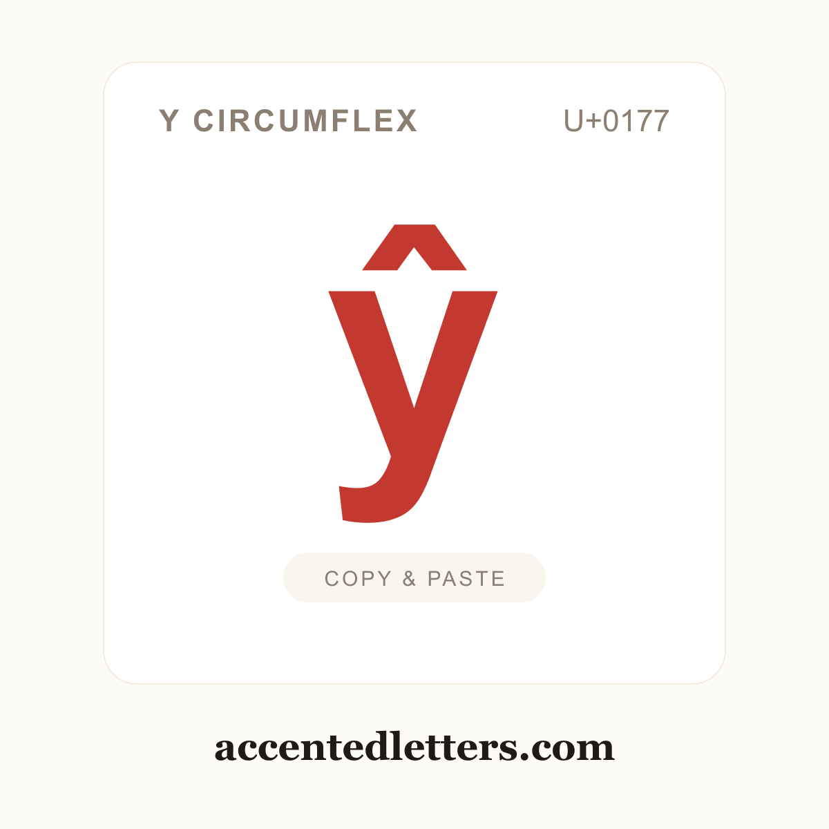 ŷ y circumflex (U+0177) — copy and paste (accentedletters.com)