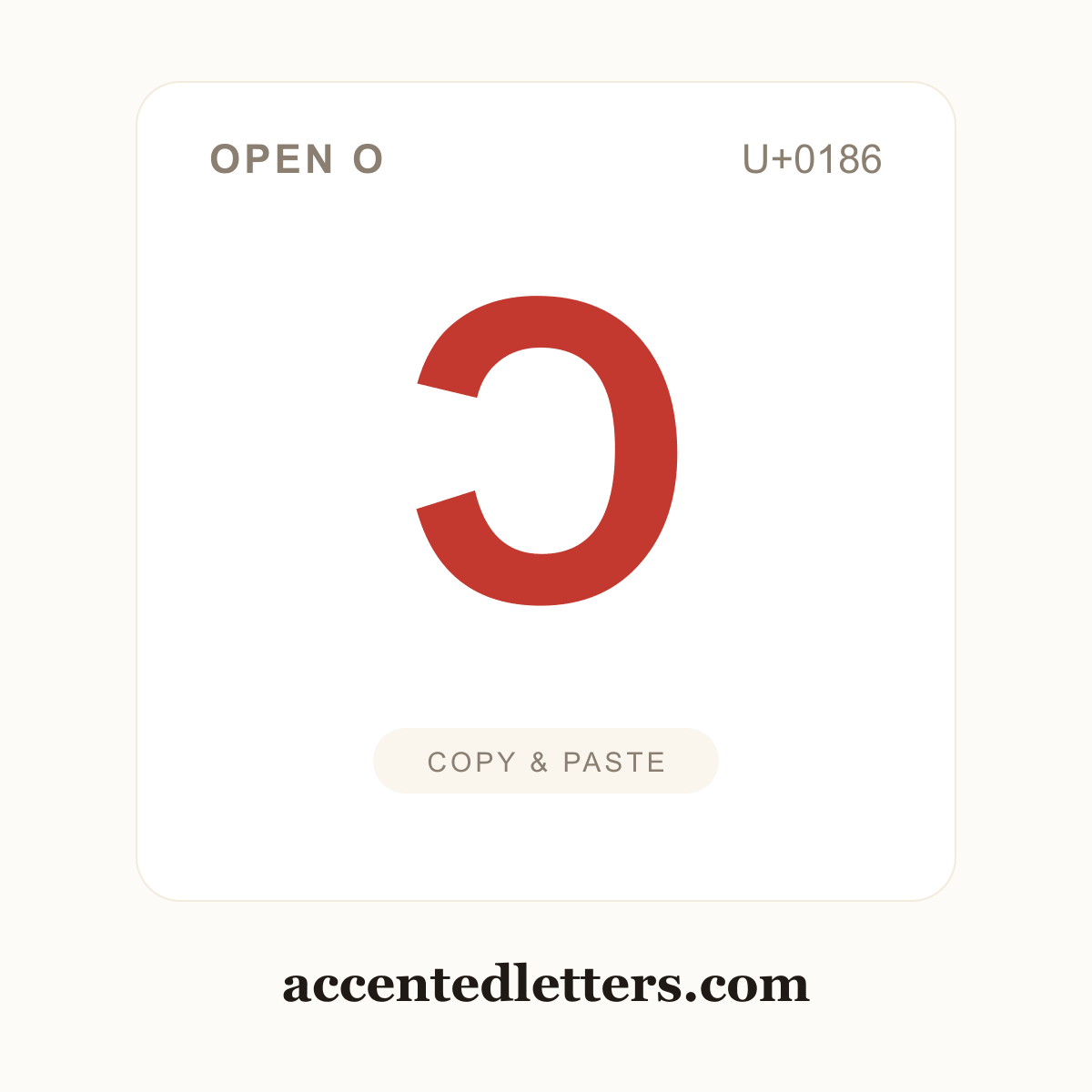 Ɔ open O (U+0186) — copy and paste (accentedletters.com)