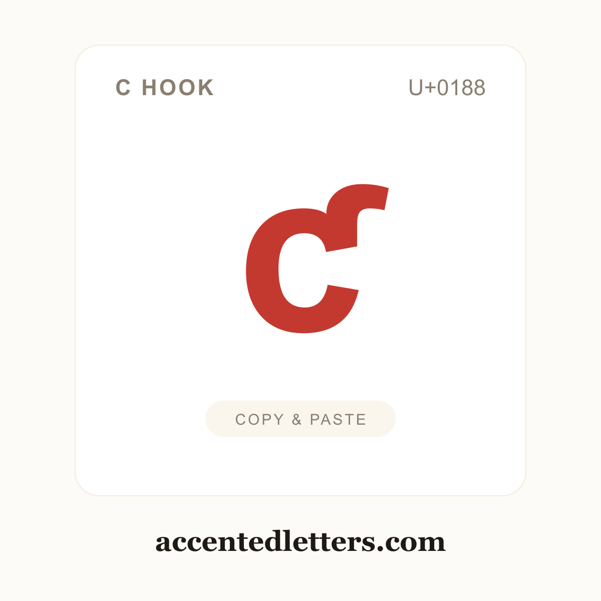 ƈ c hook (U+0188) — copy and paste (accentedletters.com)