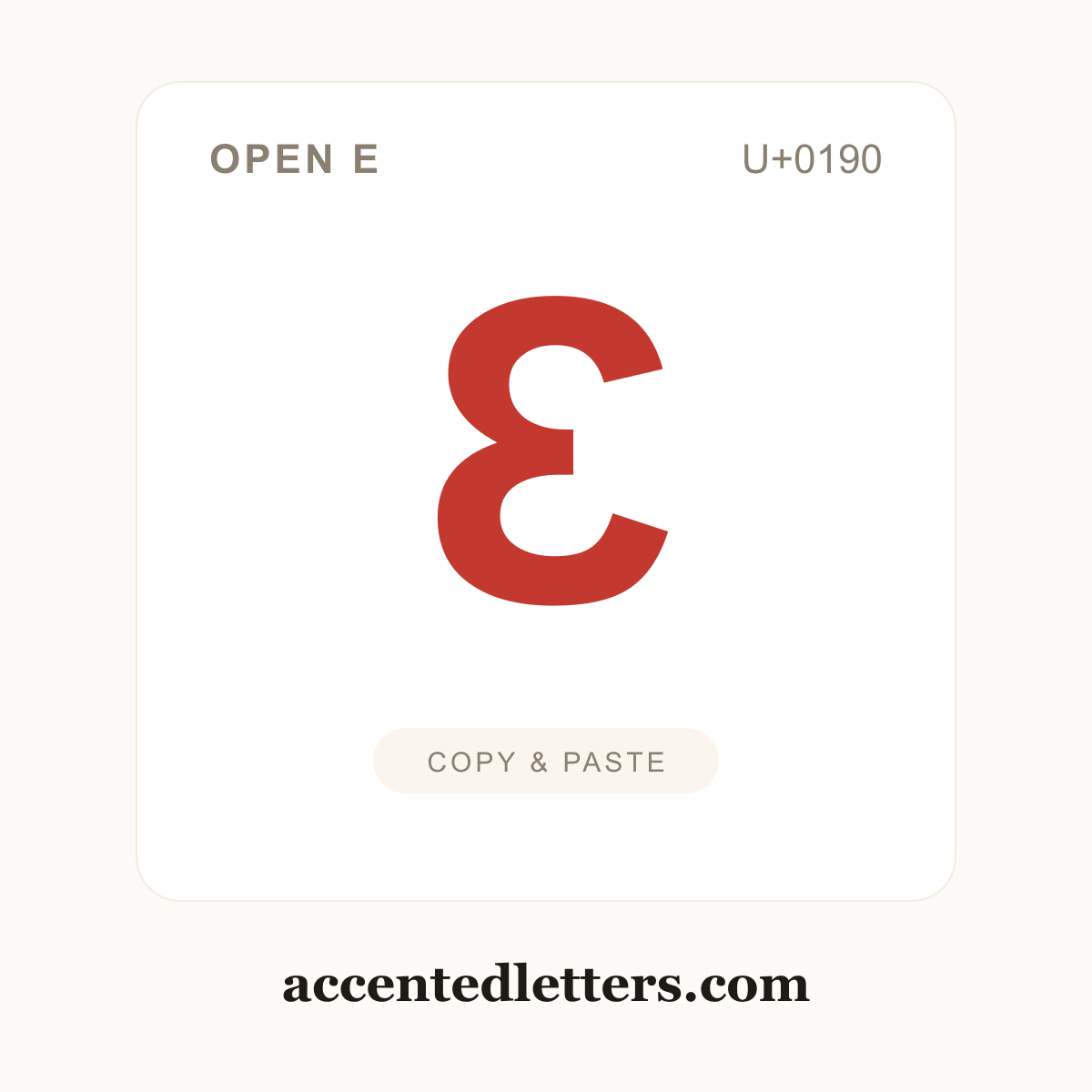 Ɛ open E (U+0190) — copy and paste (accentedletters.com)