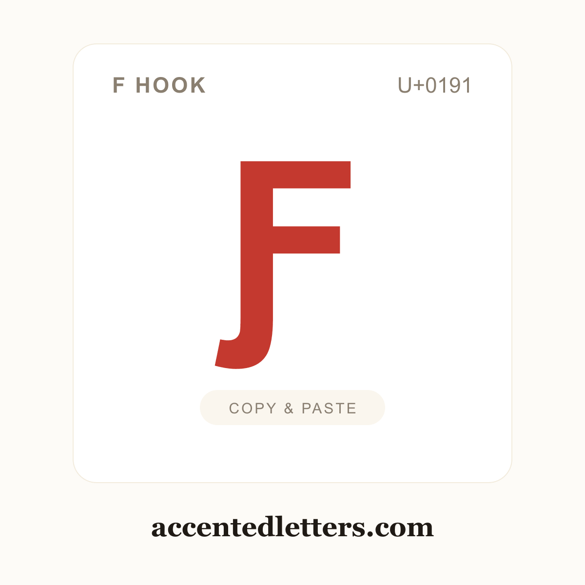 Ƒ F hook (U+0191) — copy and paste (accentedletters.com)