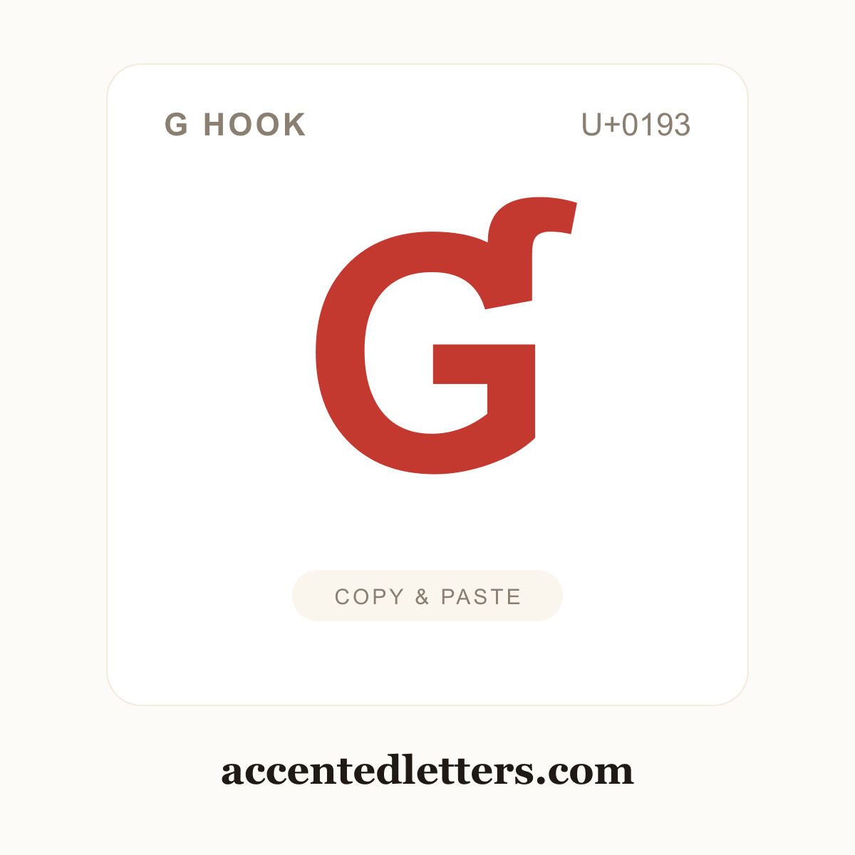 Ɠ G hook (U+0193) — copy and paste (accentedletters.com)