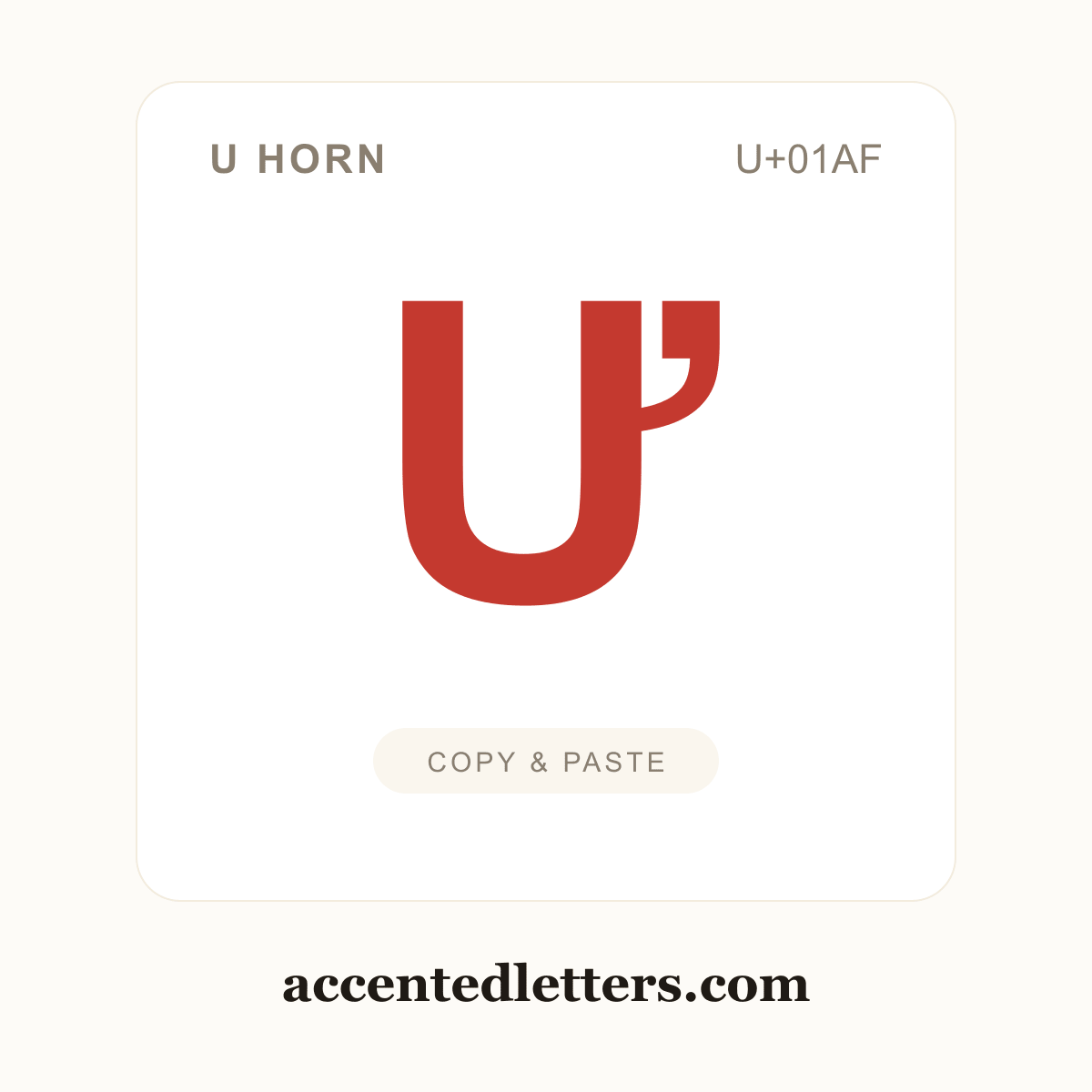 Ư U horn (U+01AF) — copy and paste (accentedletters.com)