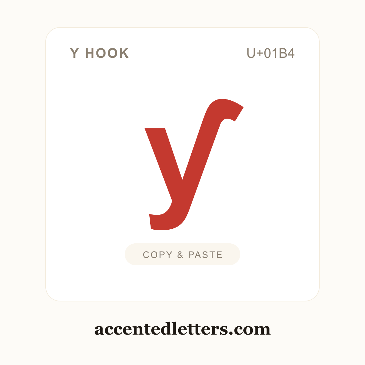 ƴ y hook (U+01B4) — copy and paste (accentedletters.com)