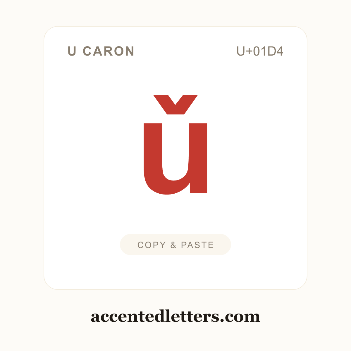 ǔ u caron (U+01D4) — copy and paste (accentedletters.com)