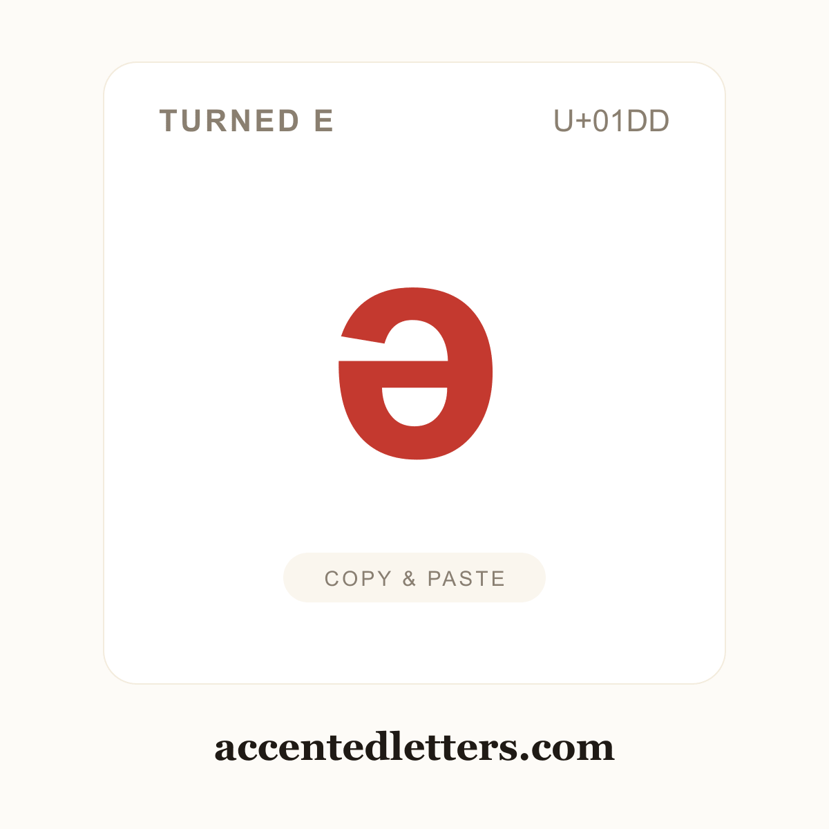 ǝ turned e (U+01DD) — copy and paste (accentedletters.com)
