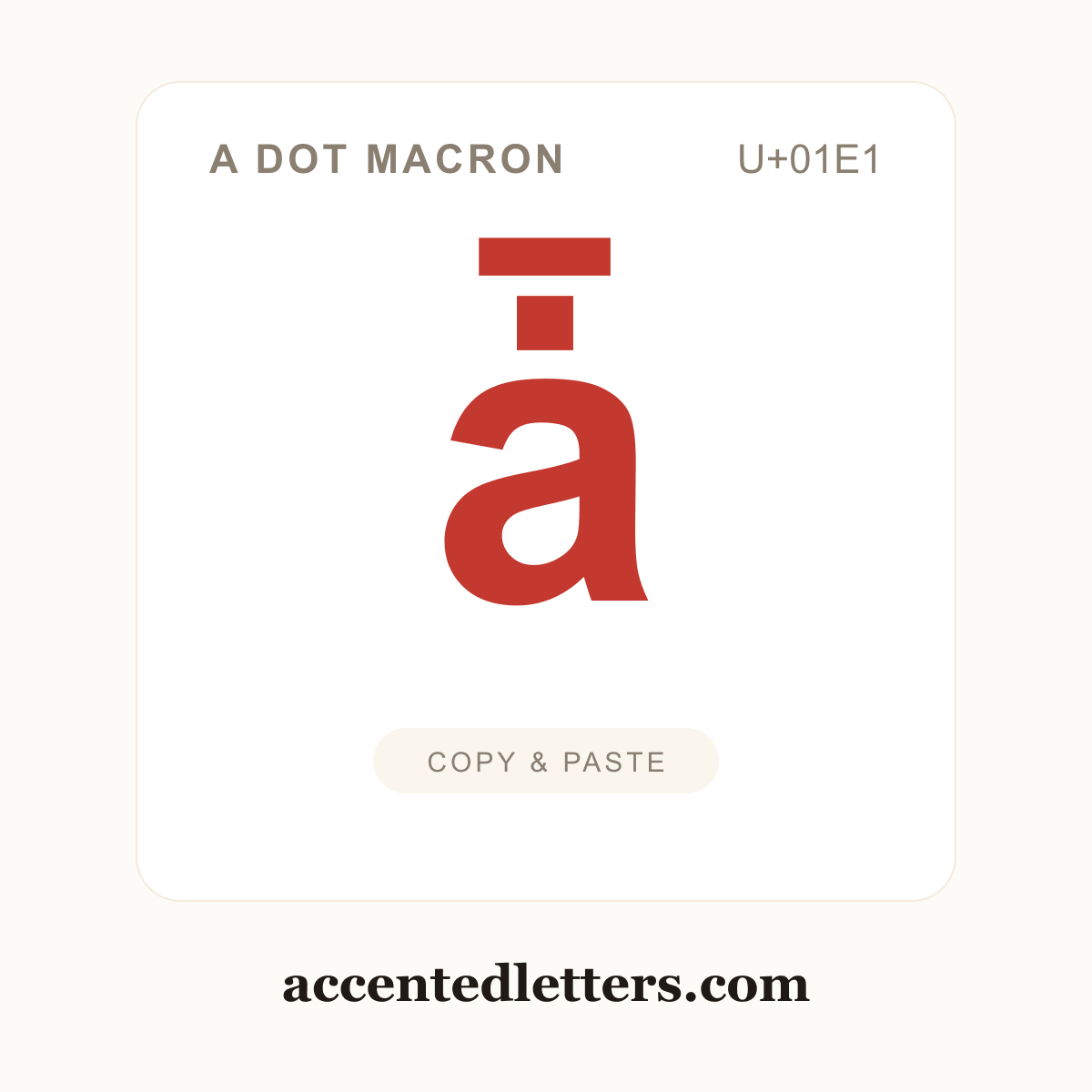 ǡ a dot macron (U+01E1) — copy and paste (accentedletters.com)