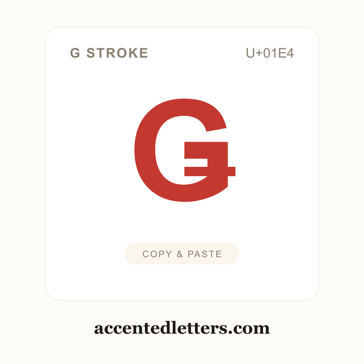 Ǥ G stroke (U+01E4) — copy and paste (accentedletters.com)
