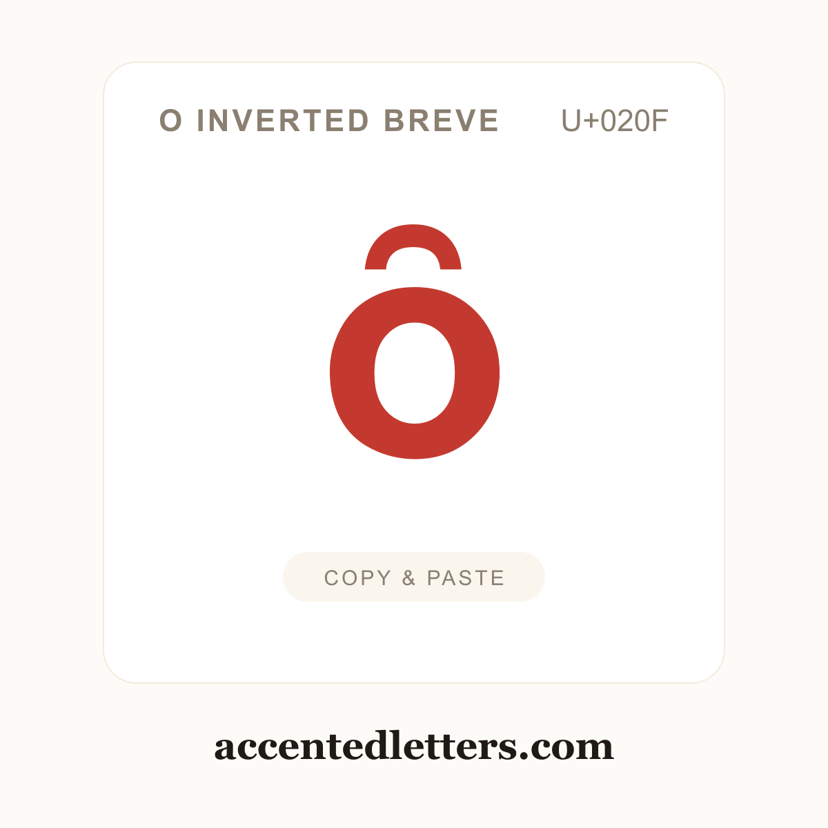 ȏ o inverted breve (U+020F) — copy and paste (accentedletters.com)