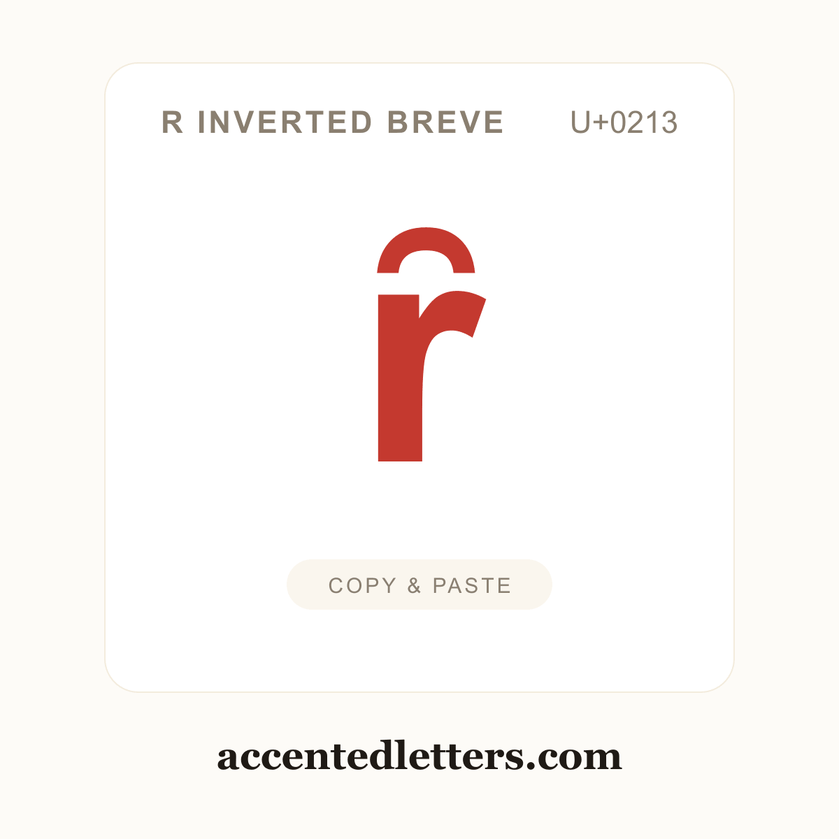 ȓ r inverted breve (U+0213) — copy and paste (accentedletters.com)