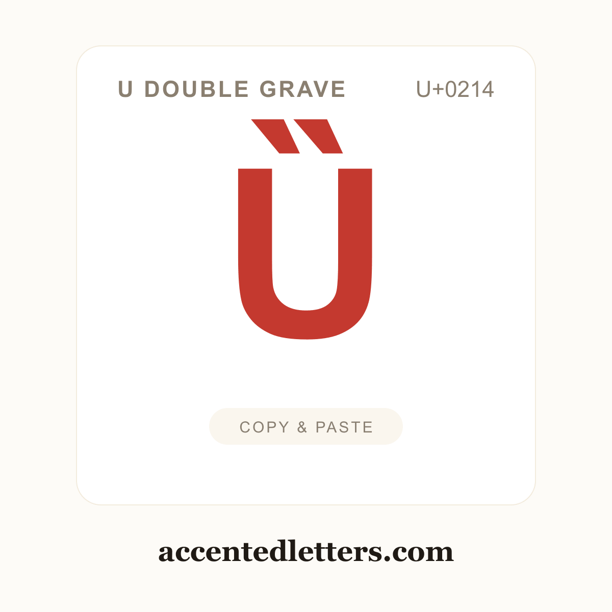 Ȕ U double grave (U+0214) — copy and paste (accentedletters.com)
