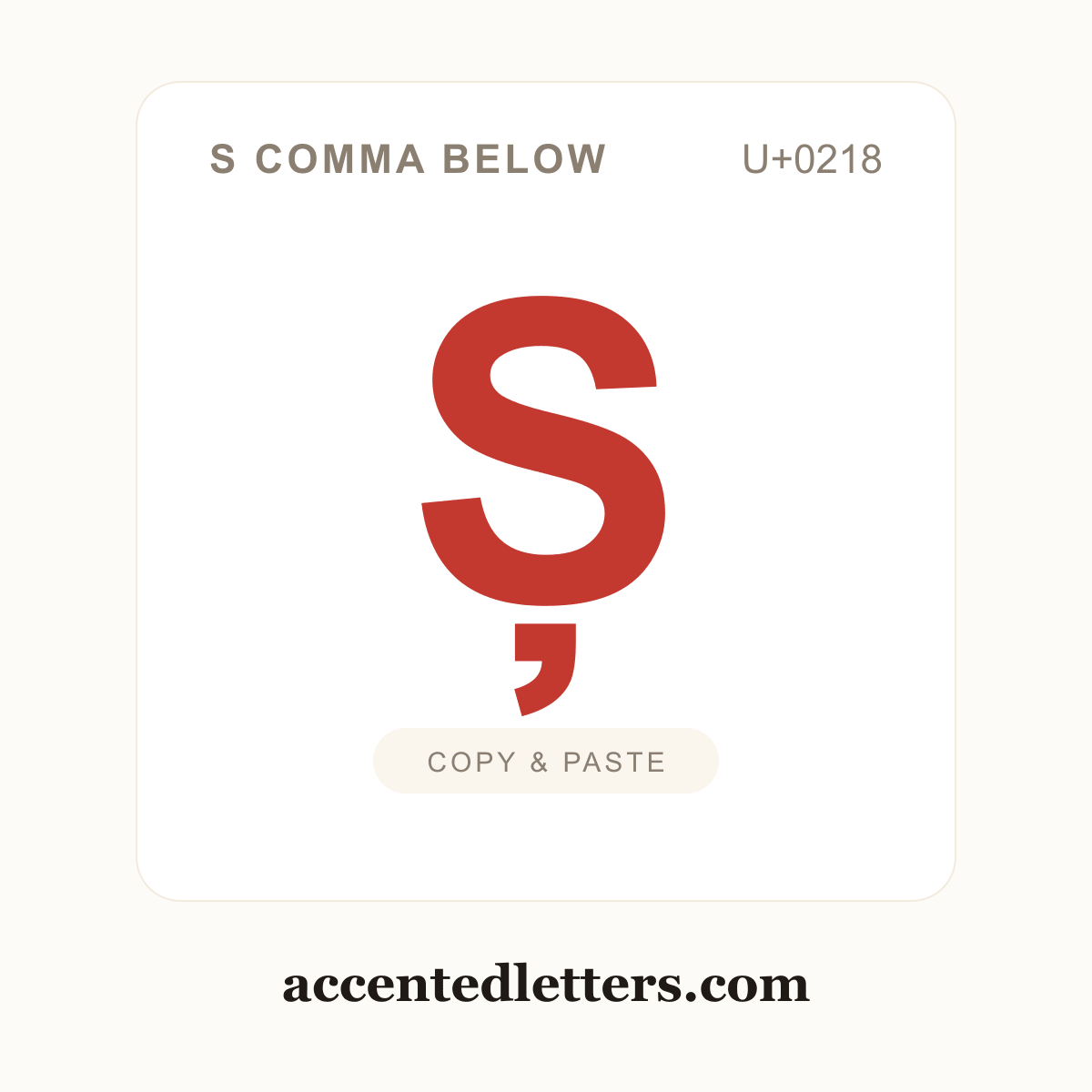 Ș S comma below (U+0218) — copy and paste (accentedletters.com)