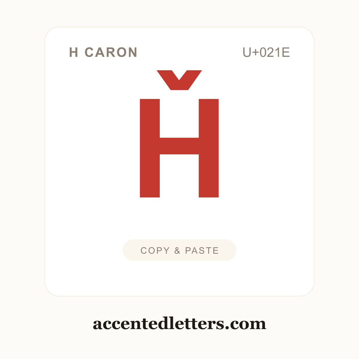 Ȟ H caron (U+021E) — copy and paste (accentedletters.com)
