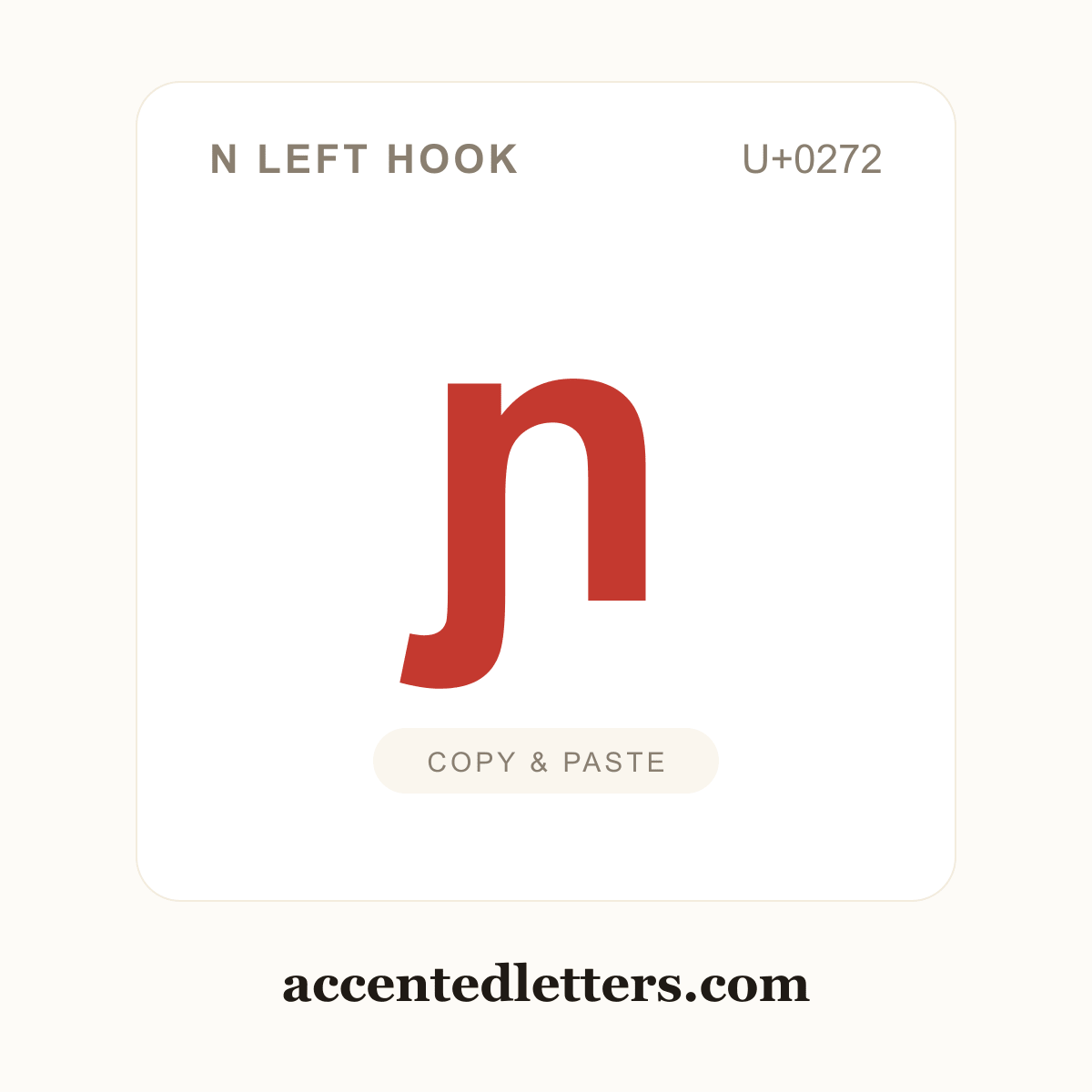 ɲ n left hook (U+0272) — copy and paste (accentedletters.com)