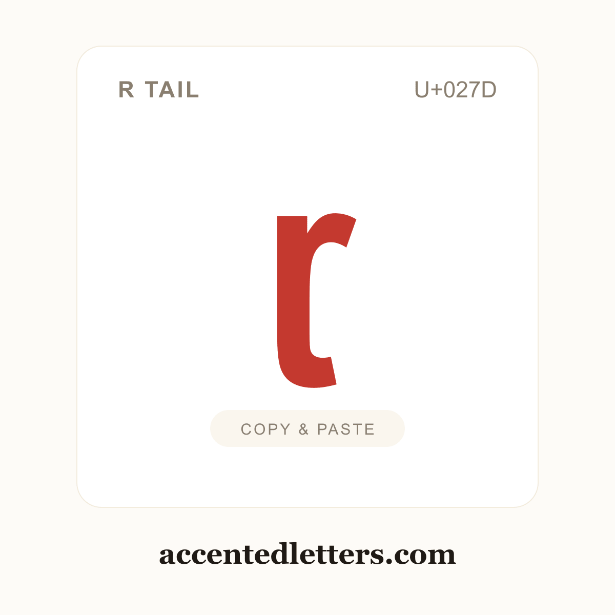 ɽ r tail (U+027D) — copy and paste (accentedletters.com)