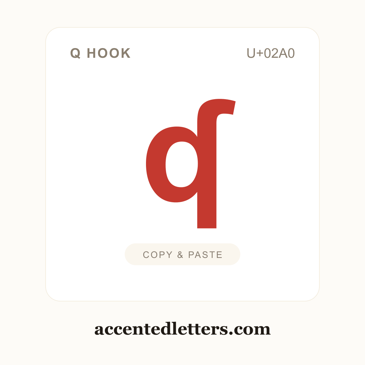 ʠ q hook (U+02A0) — copy and paste (accentedletters.com)
