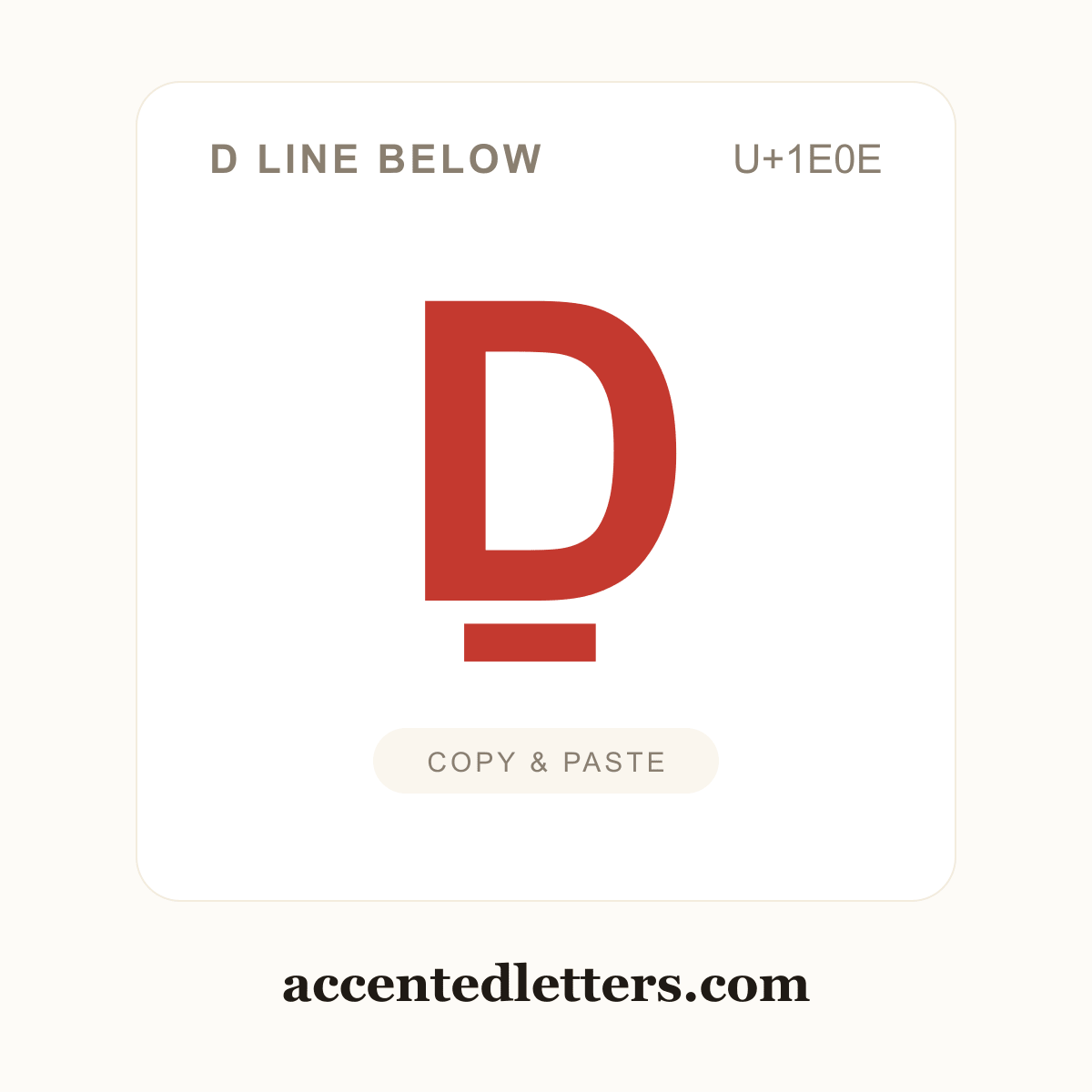 Ḏ D line below (U+1E0E) — copy and paste (accentedletters.com)