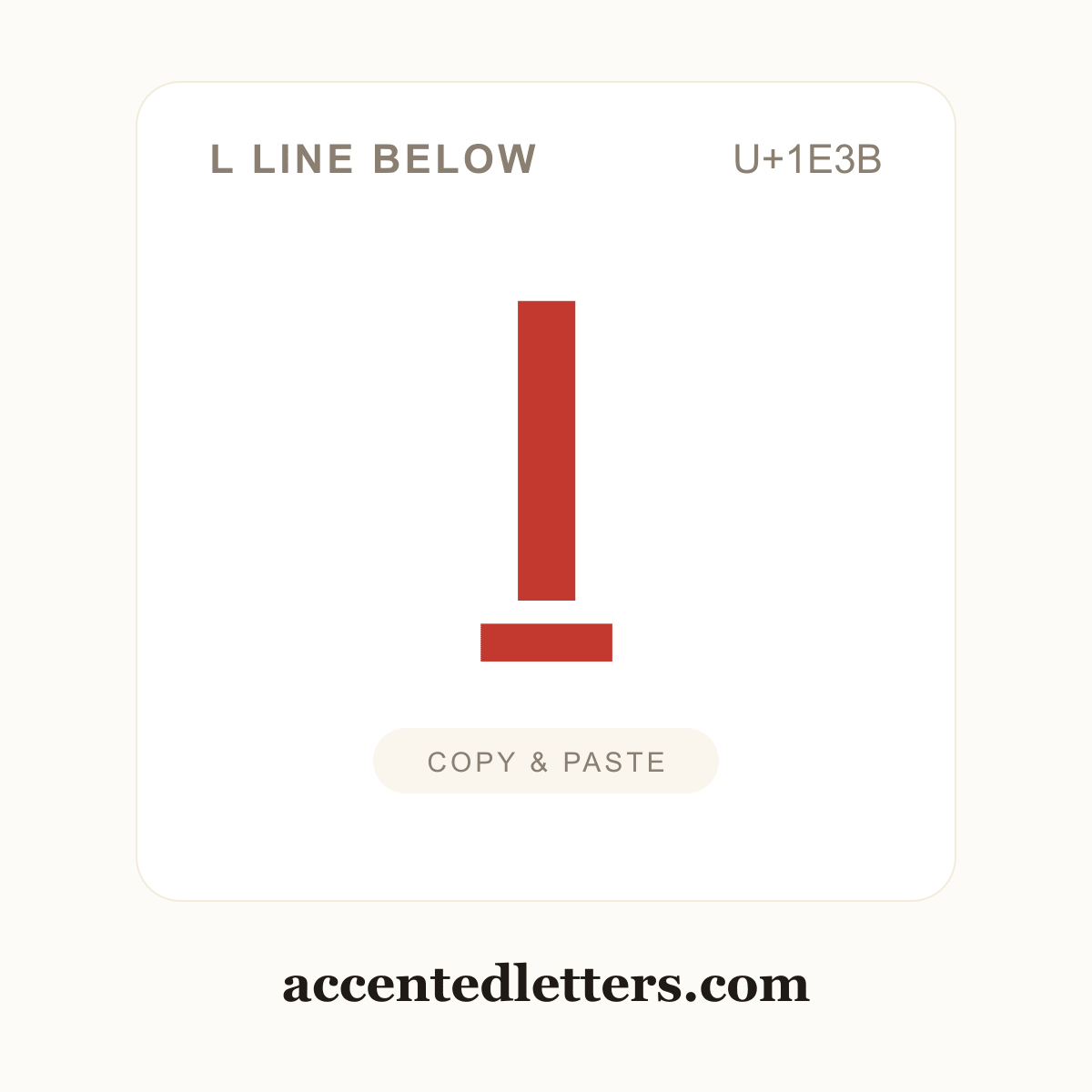 ḻ l line below (U+1E3B) — copy and paste (accentedletters.com)