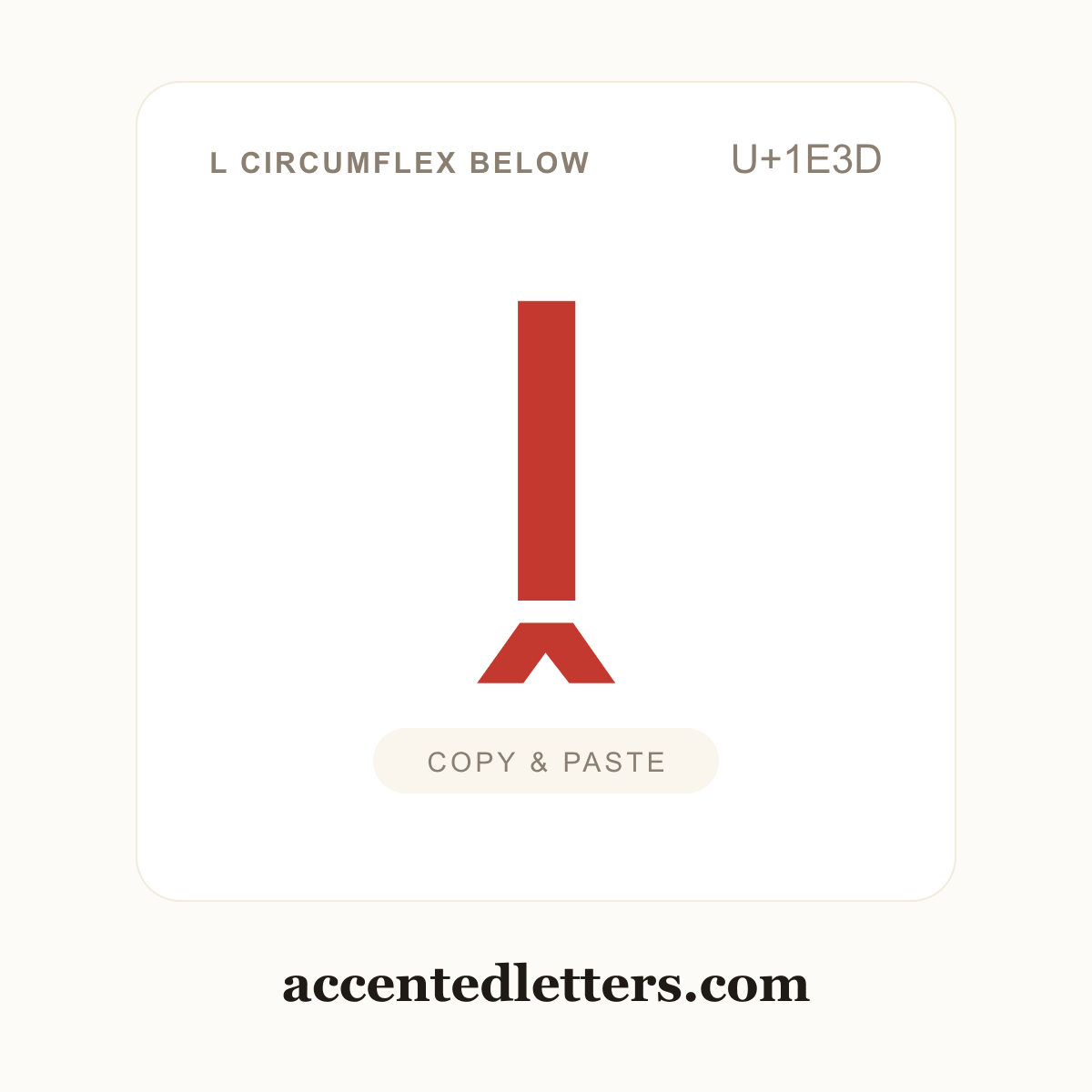 ḽ l circumflex below (U+1E3D) — copy and paste (accentedletters.com)