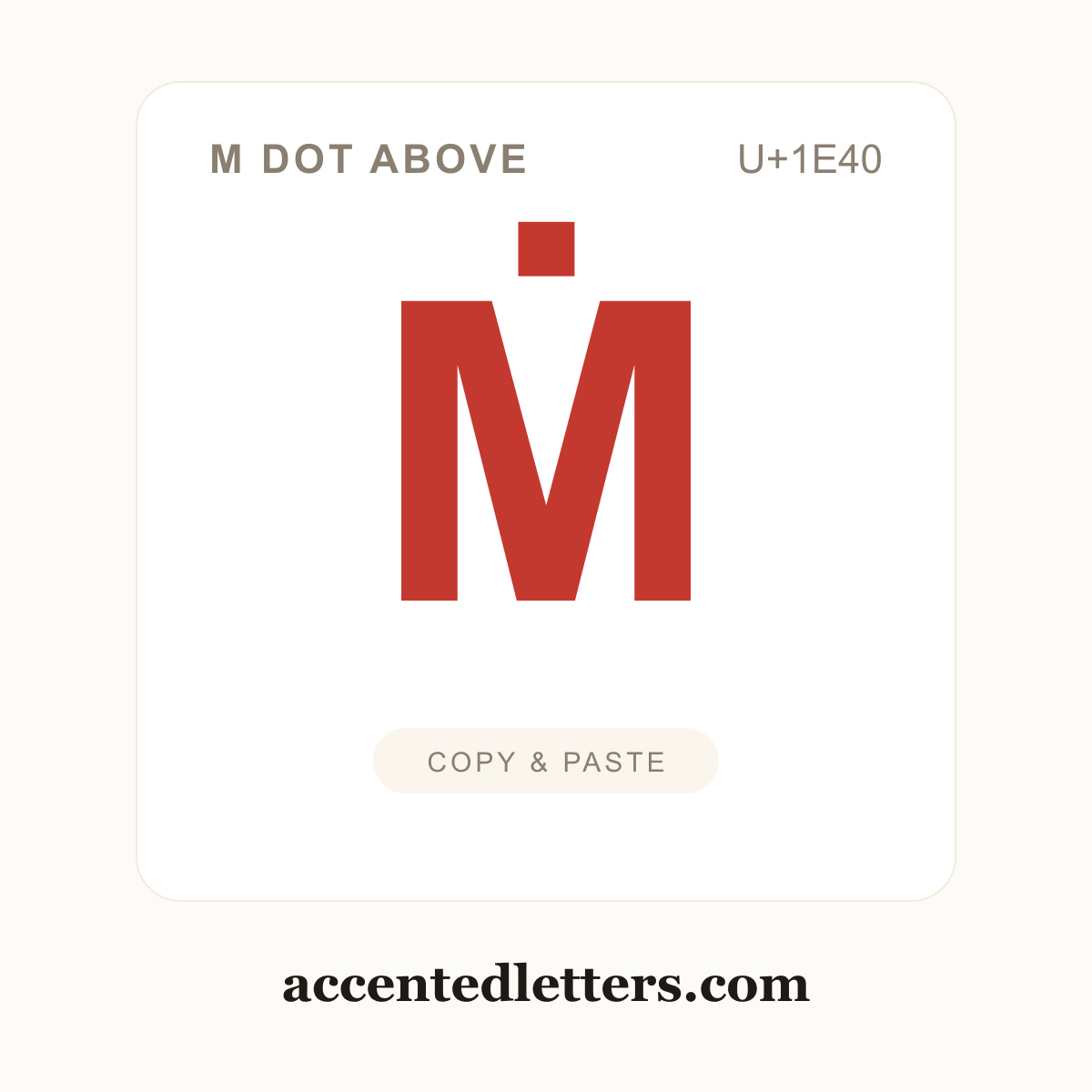 Ṁ M dot above (U+1E40) — copy and paste (accentedletters.com)