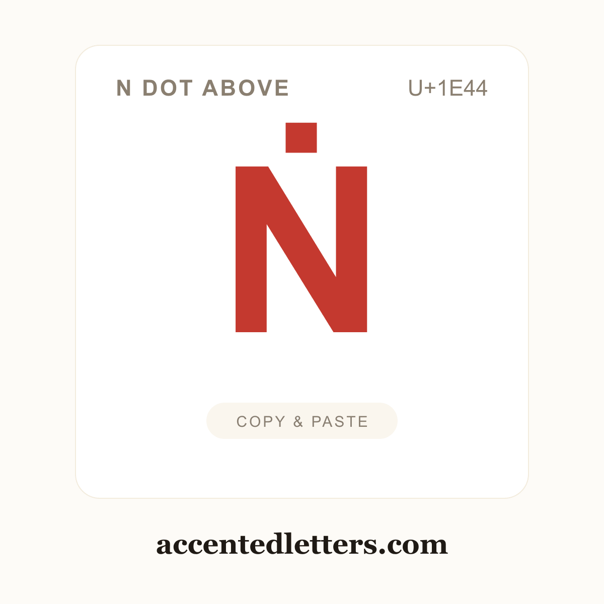Ṅ N dot above (U+1E44) — copy and paste (accentedletters.com)