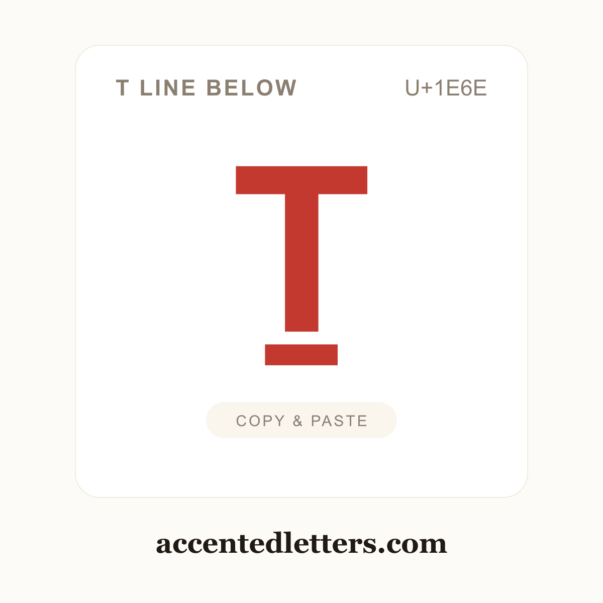 Ṯ T line below (U+1E6E) — copy and paste (accentedletters.com)