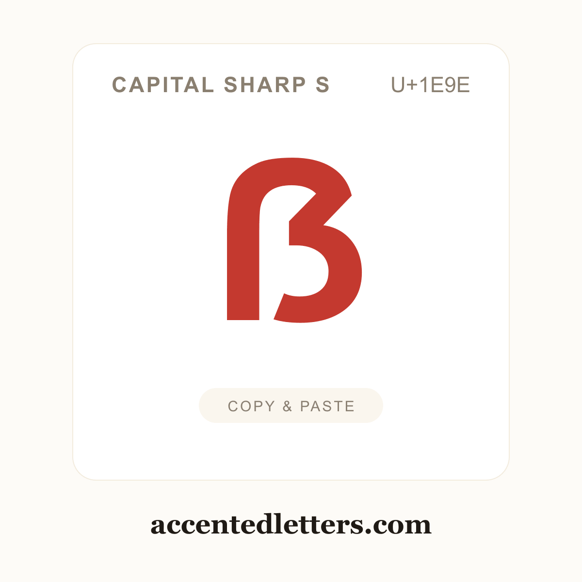 ẞ capital sharp s (U+1E9E) — copy and paste (accentedletters.com)