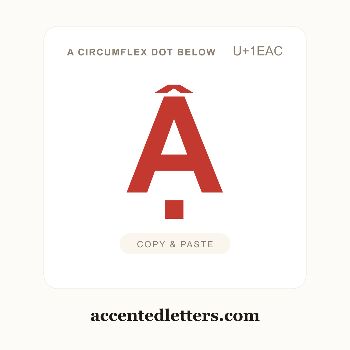 Ậ A circumflex dot below (U+1EAC) — copy and paste (accentedletters.com)